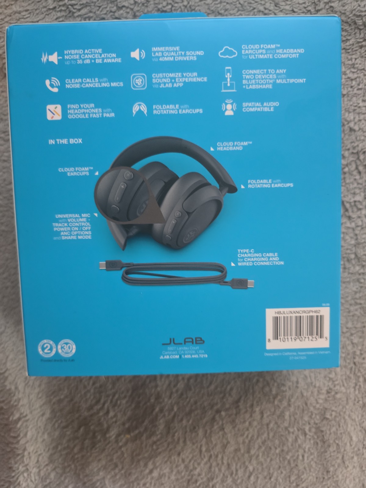 Sealed JLab JBuds Lux ANC Over-Ear Headphones – Graphite