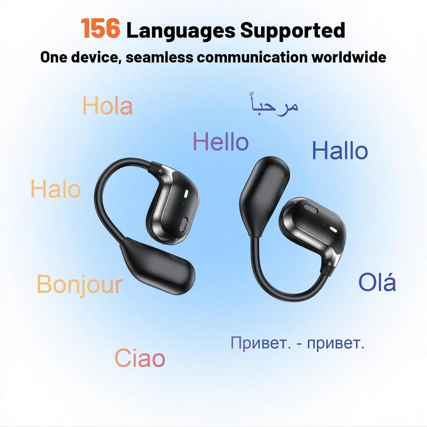 Auriculares traductor tiempo real 156 idiomas app gratuita IA viaje negocios