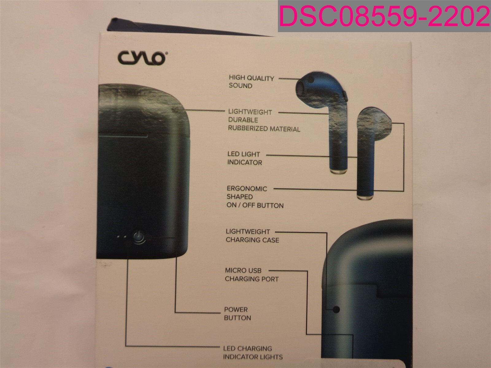 CYLO Sound Pods Bluetooth Earbuds w/ Charging Case Navy Blue CY-4356