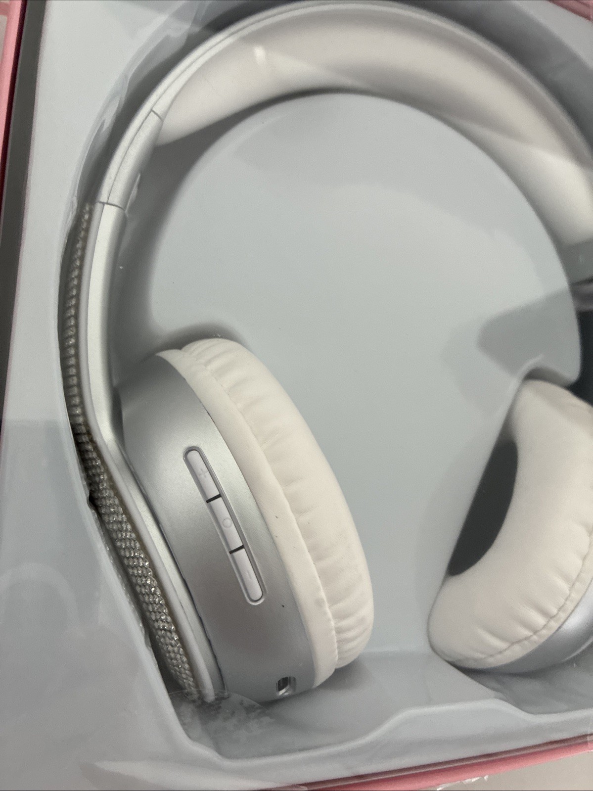 New Juicy Couture Bling Silver Grey Rhinestone Wireless Headphones