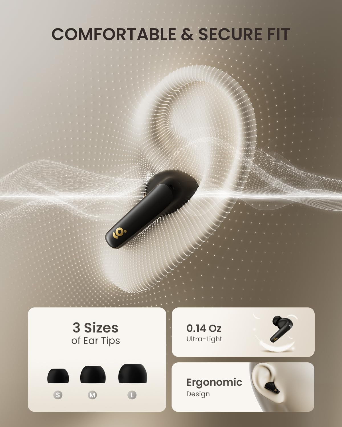 Wireless In-Ear Earbuds 4 Mics ENC Call-Enhancing Rophones 40H Playtime Workouts