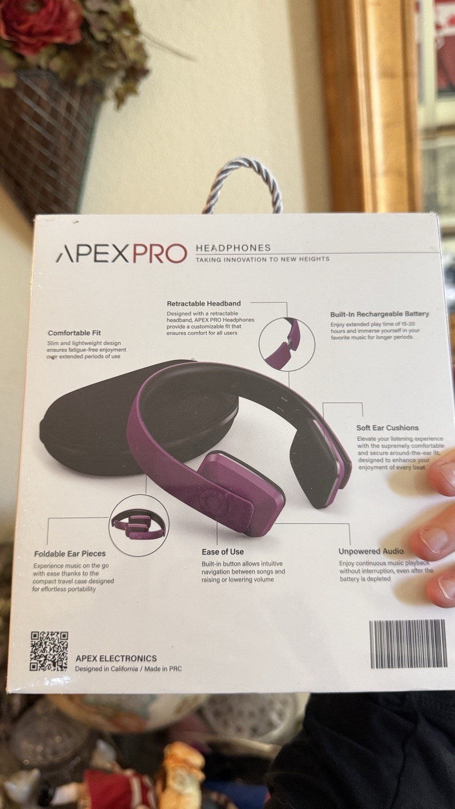 Apex Pro Headphones Purple Wireless + Wired Foldable Retractable Headphones