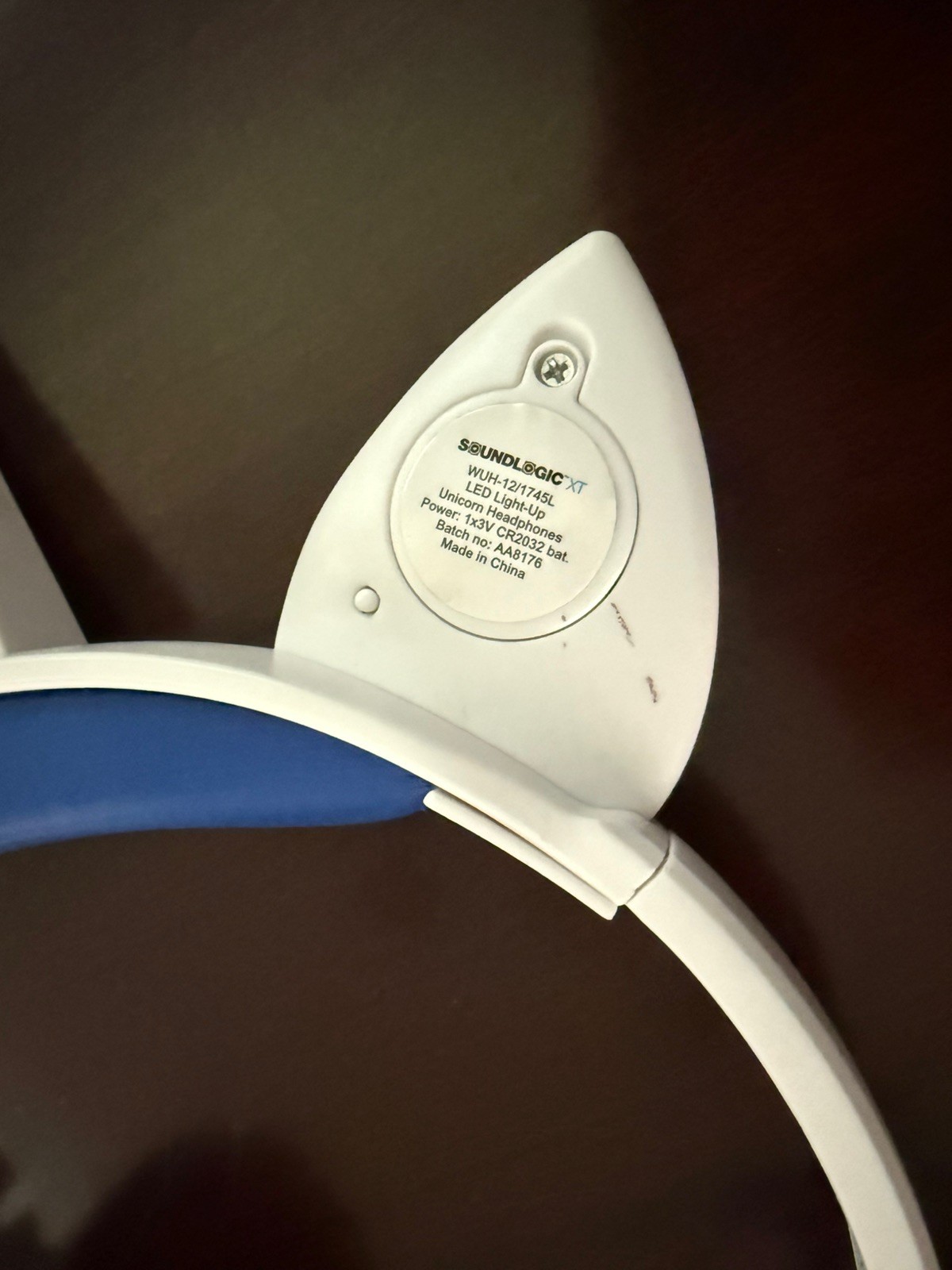 SoundLogic Blue Led Light- Up Unicorn Headphones