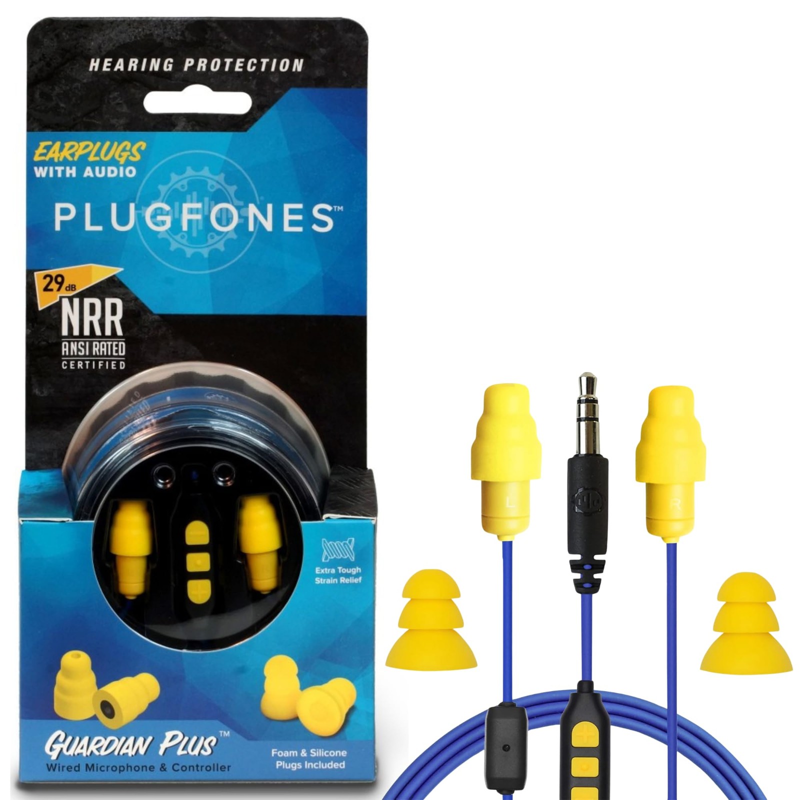 Noise Reducing Bluetooth Earbuds with Mic and Comfortable Earplugs