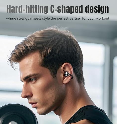 Kinglucky Open Ear Wireless Bluetooth 6.0 Clip On Earbuds Sports Headphones Blac