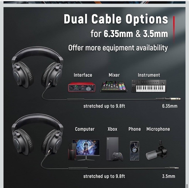 Studio Monitor Headphones FIFINE H8 Black 50mm Driver FAST SHIPPING
