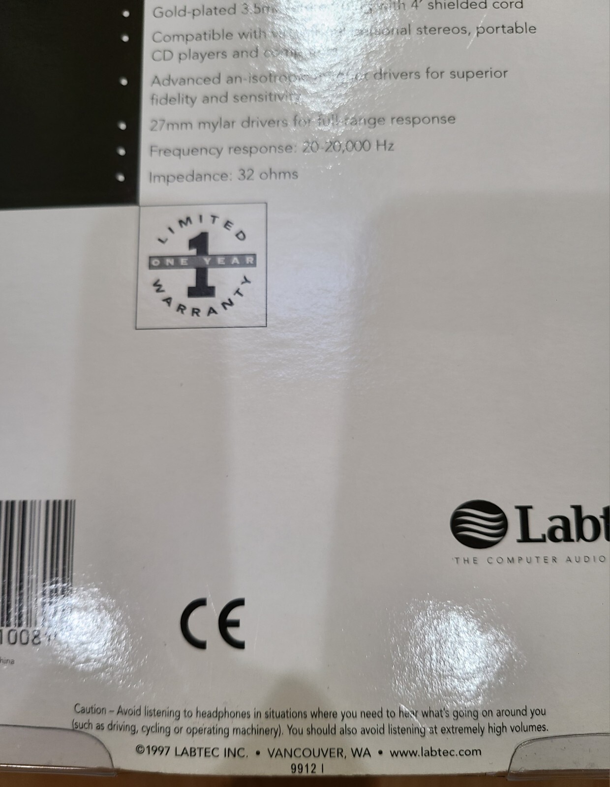 VINTAGE LABTEC LT-440 HEADPHONES W/ Volume Control, BRAND NEW SEALED SET!
