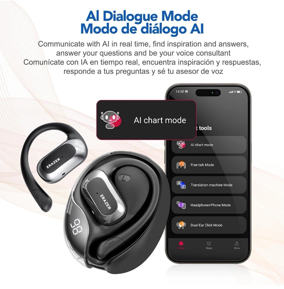 ERAZER X5 AI Translator Earbuds, 3-in-1 Translator Headphones in 135 Language