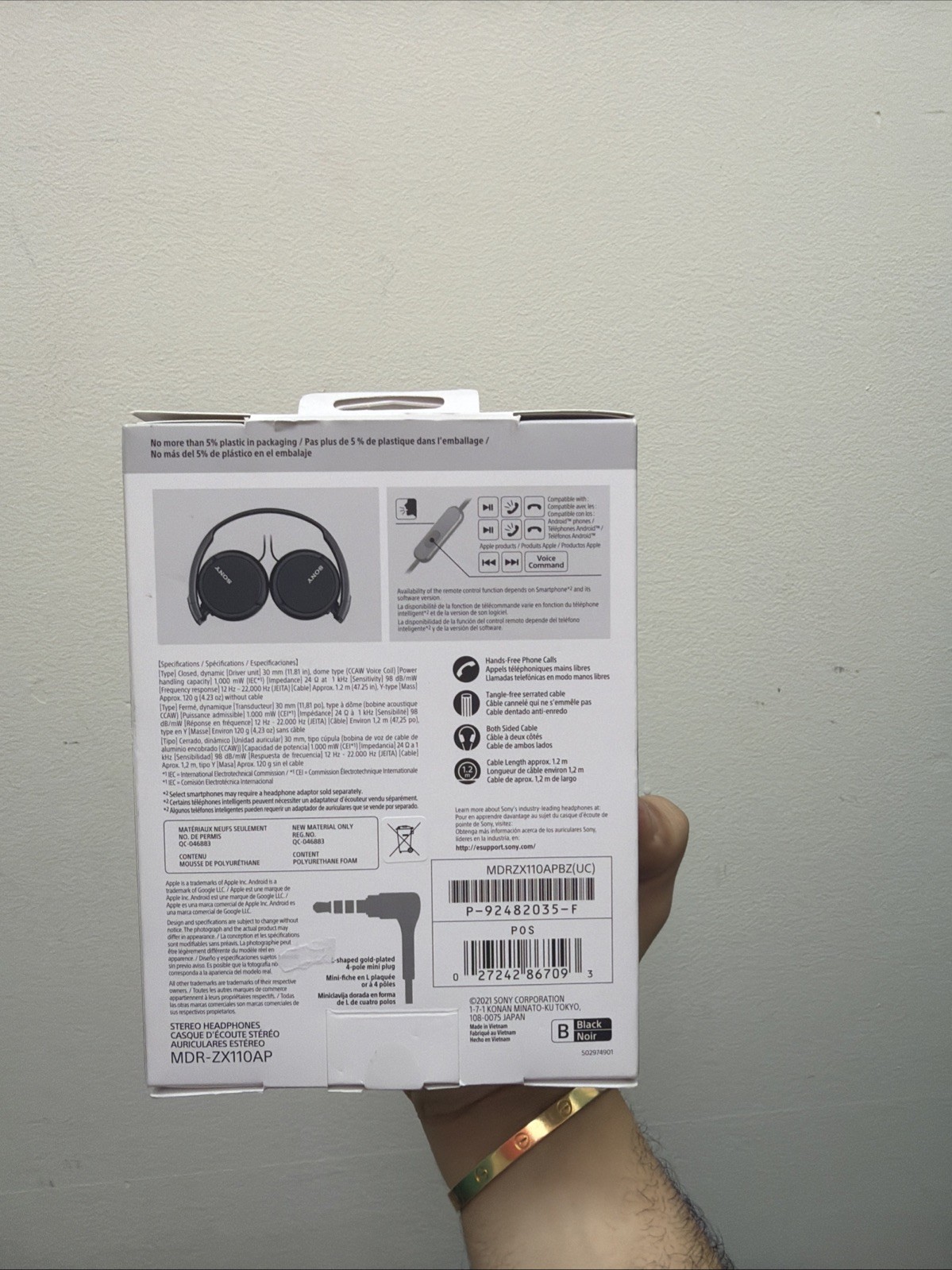 Sony MDR‑ZX110 Wired On‑Ear Headphones – Lightweight, Foldable, 30 mm Drivers