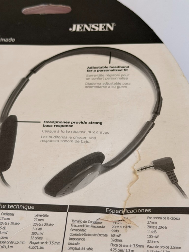 Vintage Jensen JHK07 Earbud & Over the Head Headphones Ensemble Combo Pack 2005