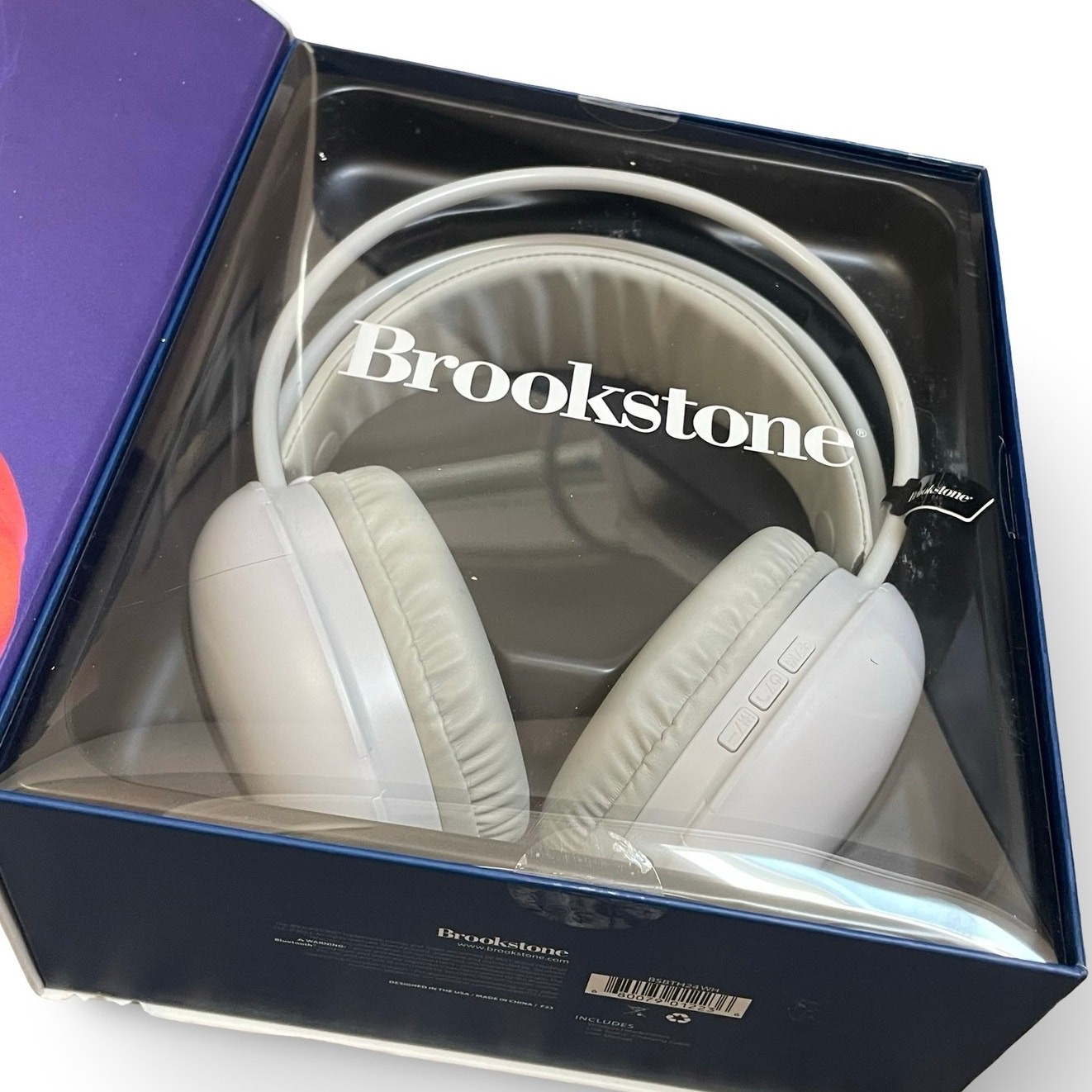 Brookstone Freestyle Glow Wireless LED Headphones Bluetooth Gaming Music Cream