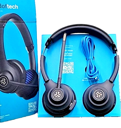 JLab GO Work Wireless & Wired On-Ear Headset 55+ BLUETOOTH MULTIPOINT open box