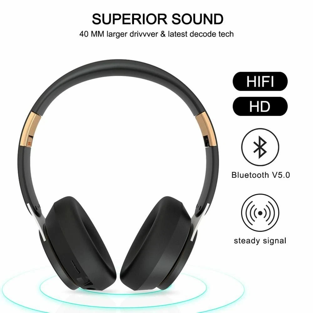 Wireless Bluetooth Gaming Headphones HiFi Bass Stereo Over Ear Folding Headset