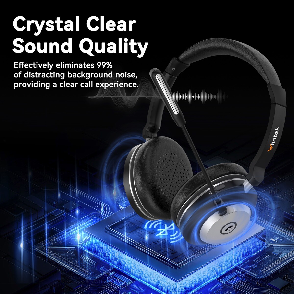 Wantek Bluetooth Headphones with Microphone USB Dongle Wireless Headset for Work