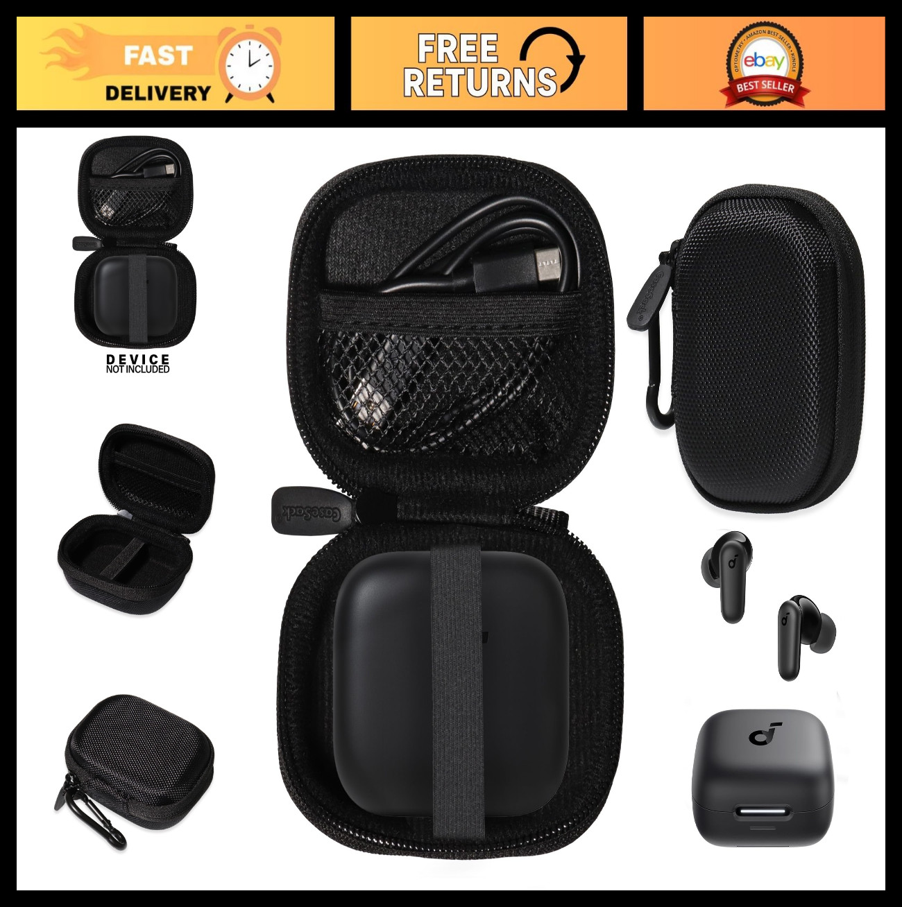 Protective Case for Soundcore P50i P40i P30i P20i – Durable Black Accessory