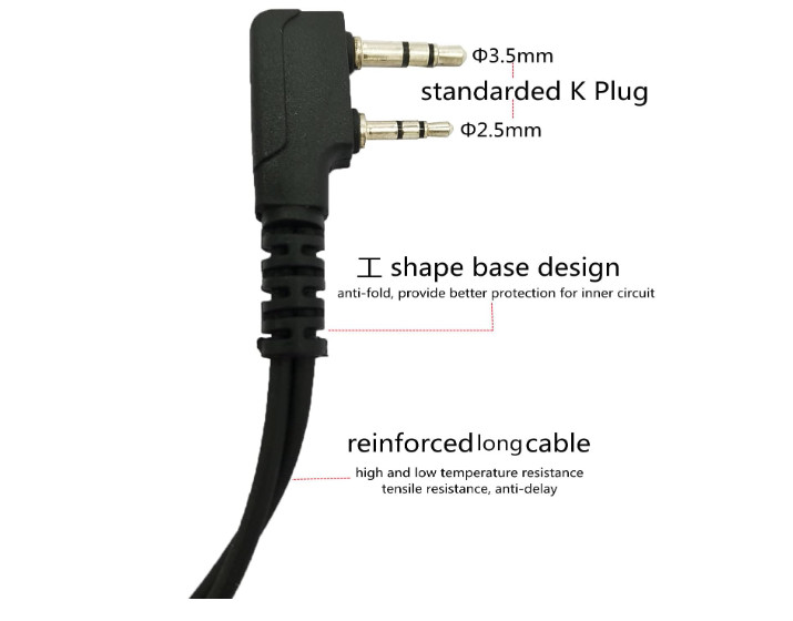 K370-Ratoak Earpiece Headset Two Pin Jack 3.5 to 2.5 mm for Kenwood ..more