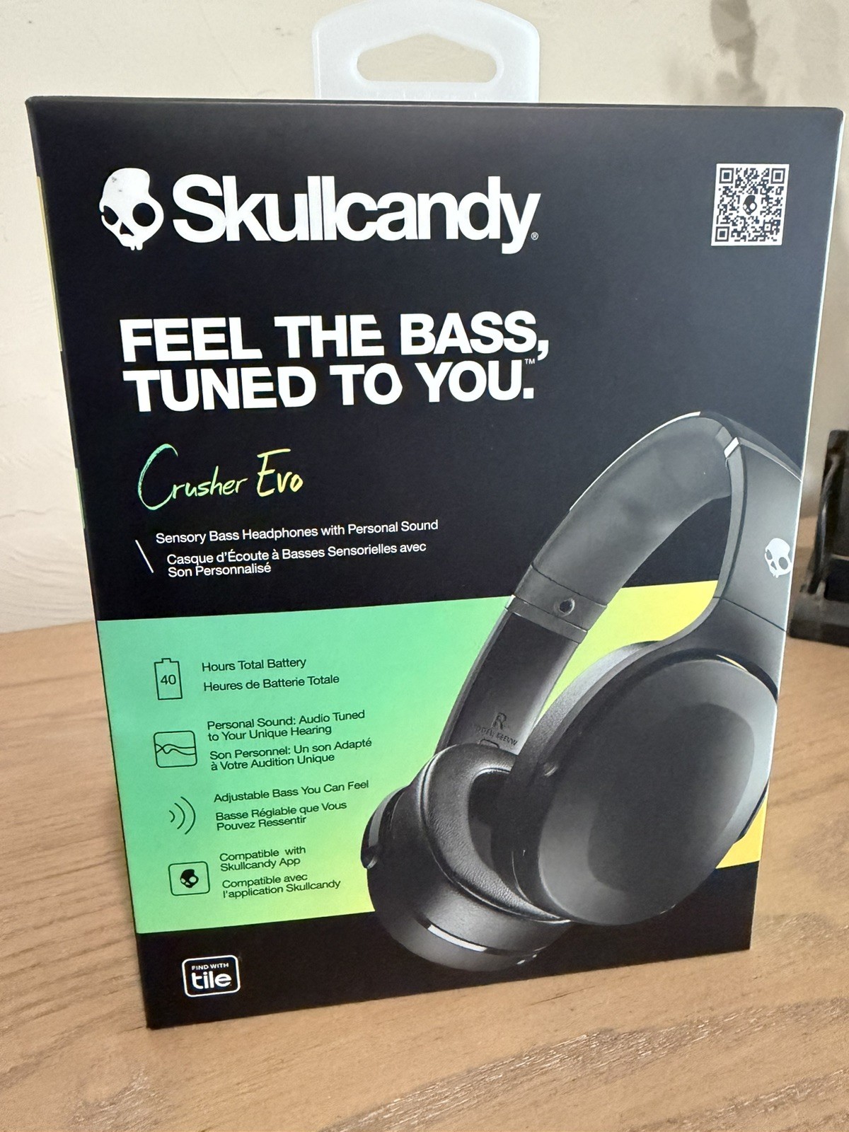 New- Skullcandy Crusher Evo Wireless Headphones -True Black USB-C
