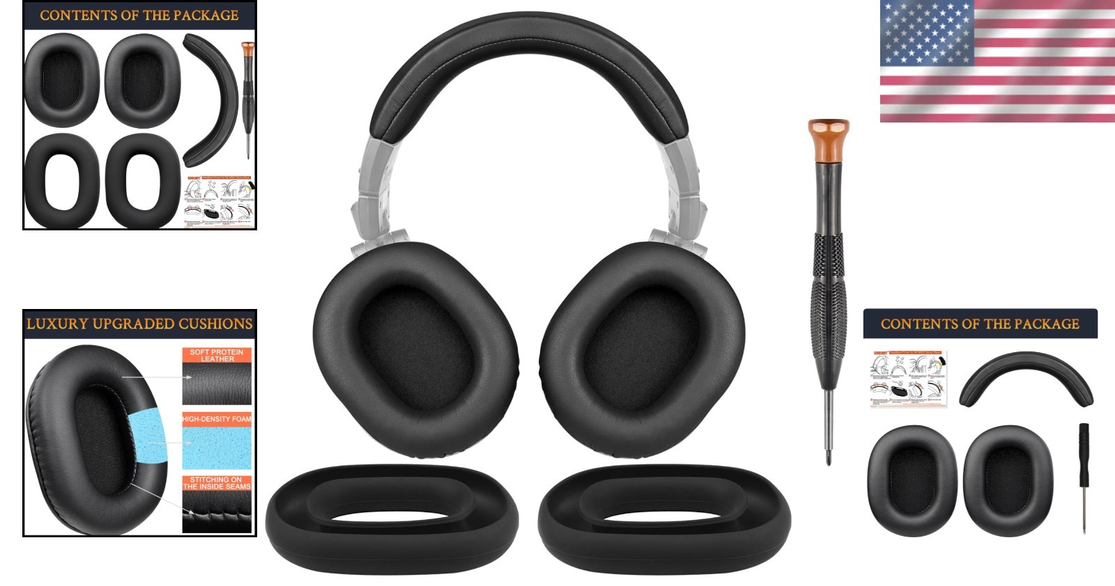 Enhanced Noise Isolation Ear Pads, Headband & Silicone Covers for ATH M50 Models