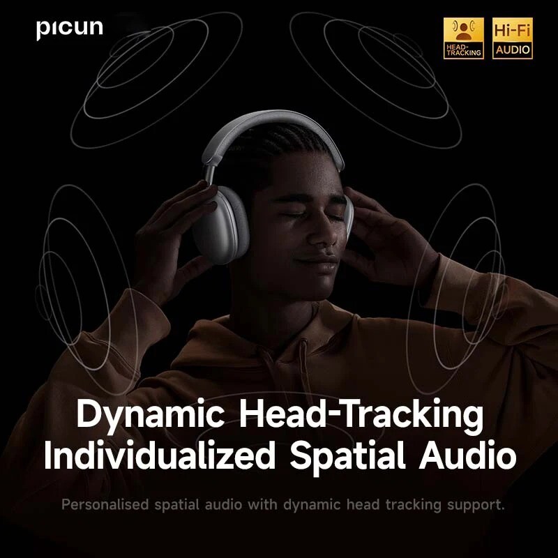 Picun F8 Pro ANC Wireless Headphones Head Tracking 3D Spatial Audio -52dB ANC HI