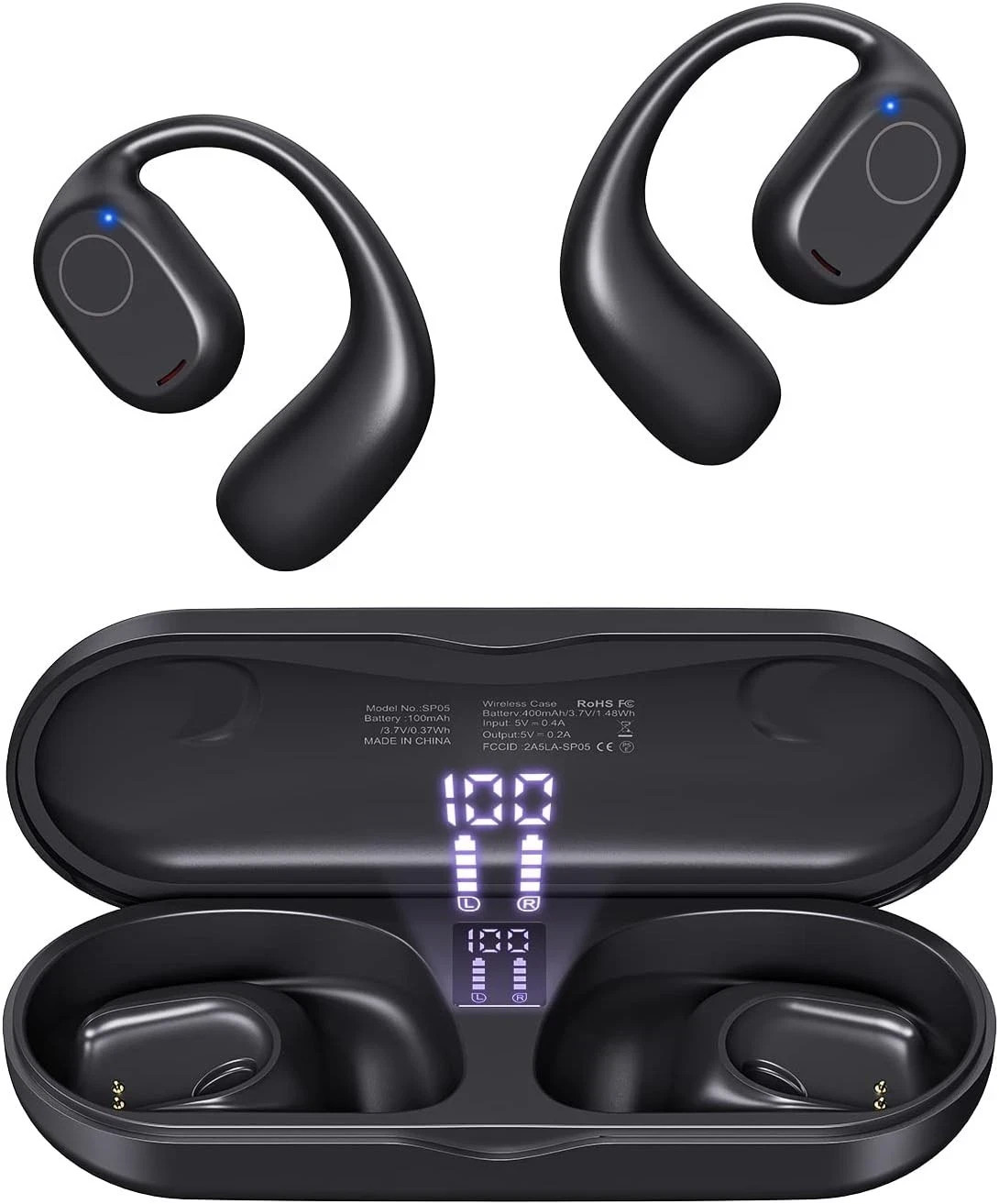 PSIER SP05 Open Ear Bluetooth Headphones Earbuds, 40 Hours, Bluetooth 5.3
