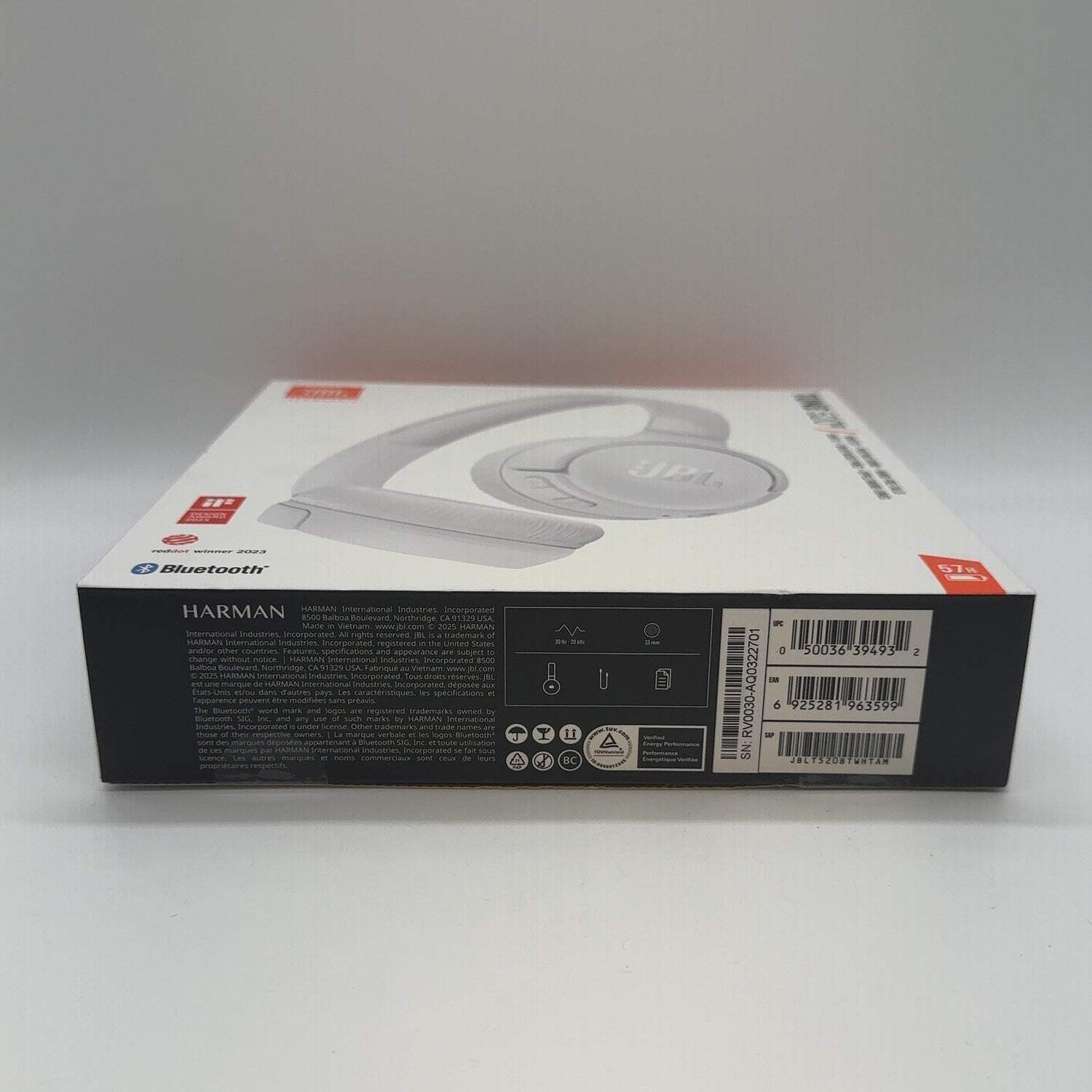 New JBL TUNE 520BT Wireless On-Ear Bluetooth Headphones White JBLT520BTWHTAM
