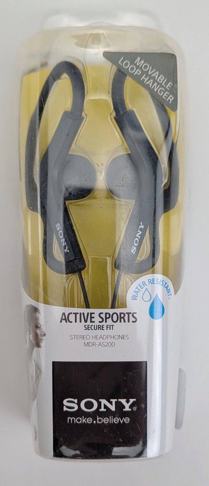 New Sony MDR-AS200 Sport Water Resistant Stereo Headphones Black – SEALED!