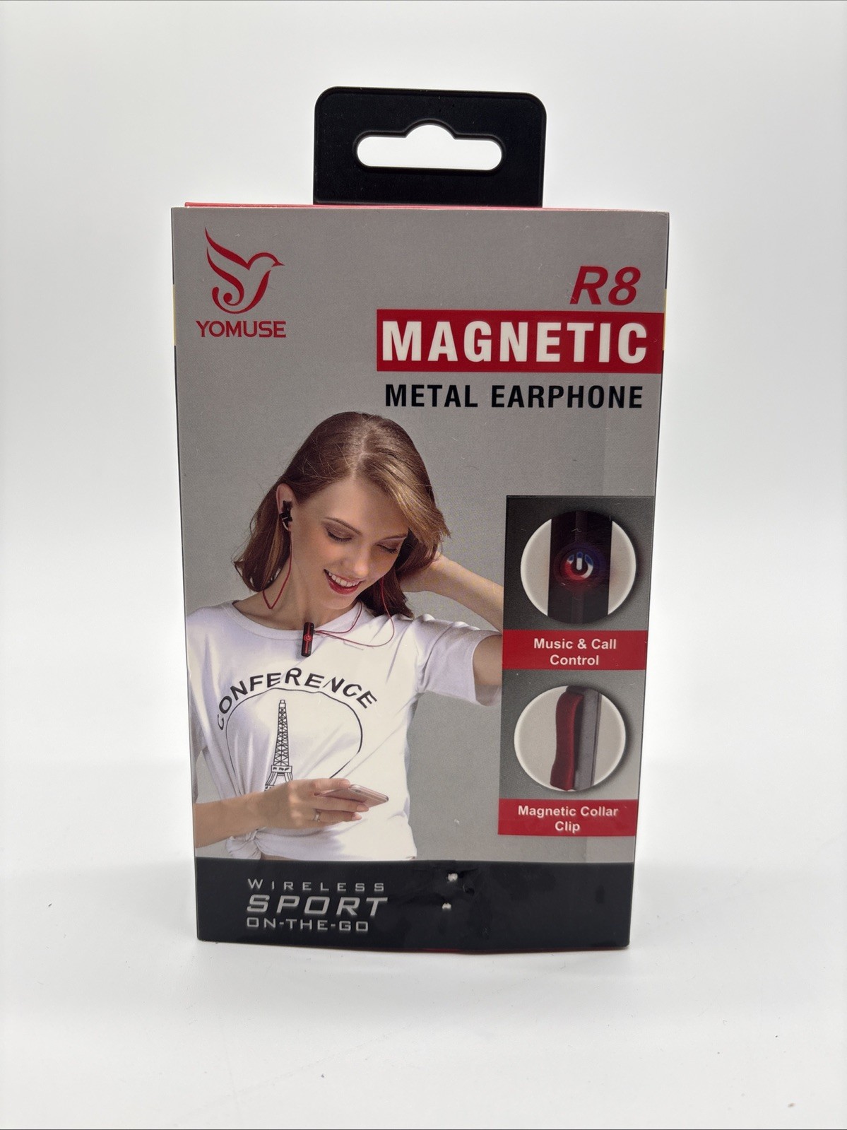 Yomuse R8 Magnetic Earphones Wireless Sport Grey/Black New In Box