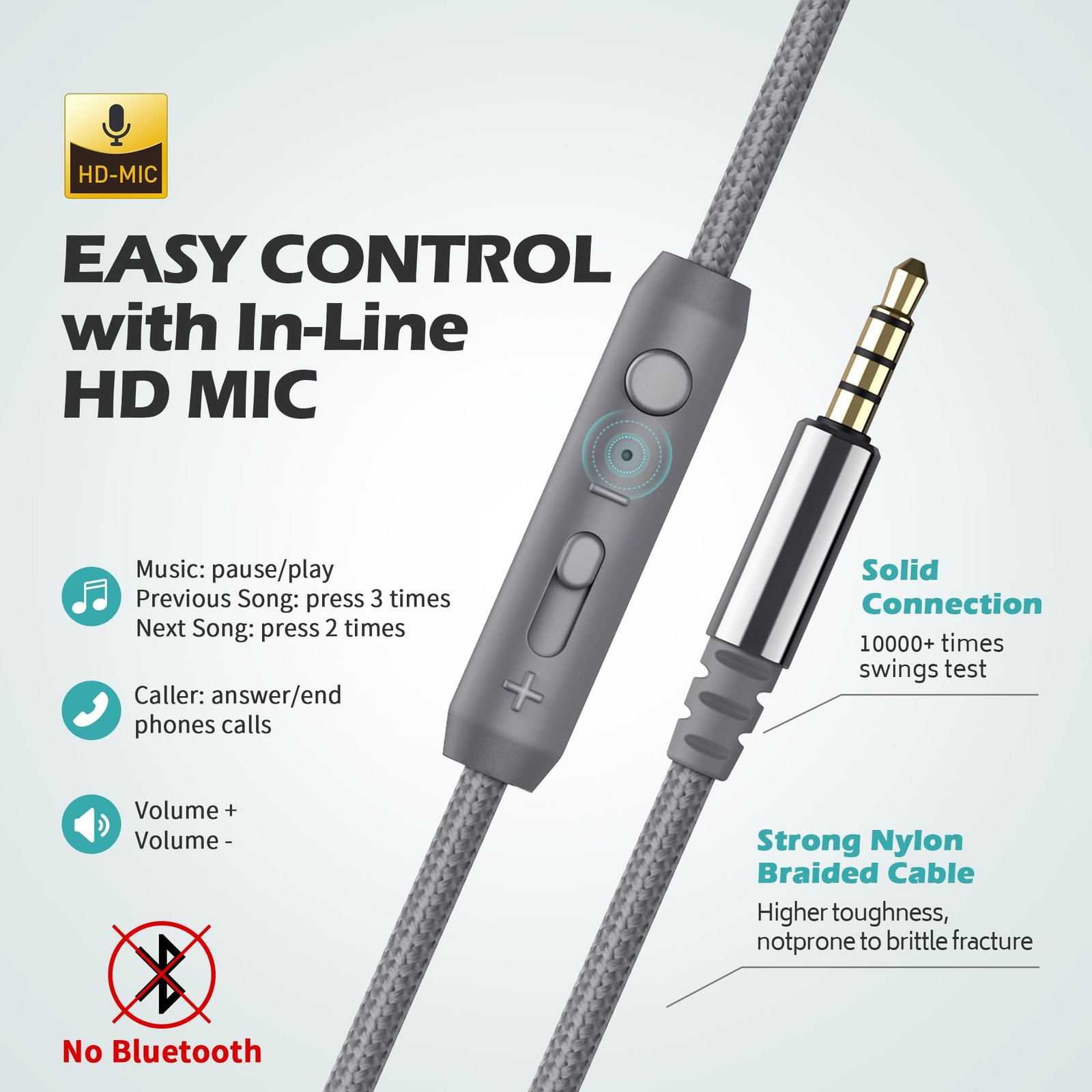 C8 Wired Headphones With Microphone And Volume Control Folding Lightweight Corde