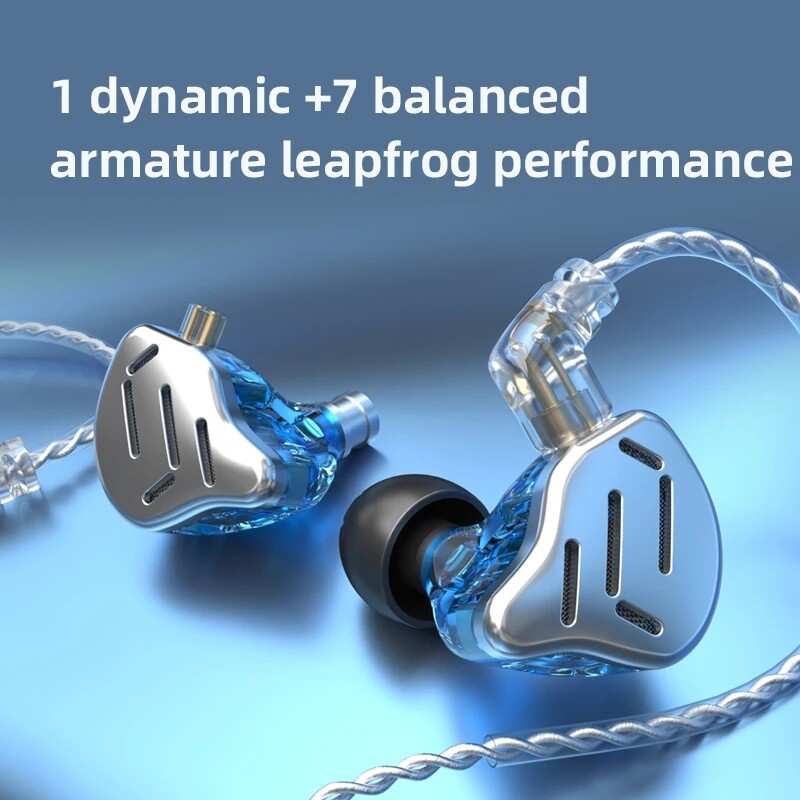 KZ ZAX 1DD+7BA 16 Units Hybrid Technology Noise Cancelling HIFI Dynamic Earphone