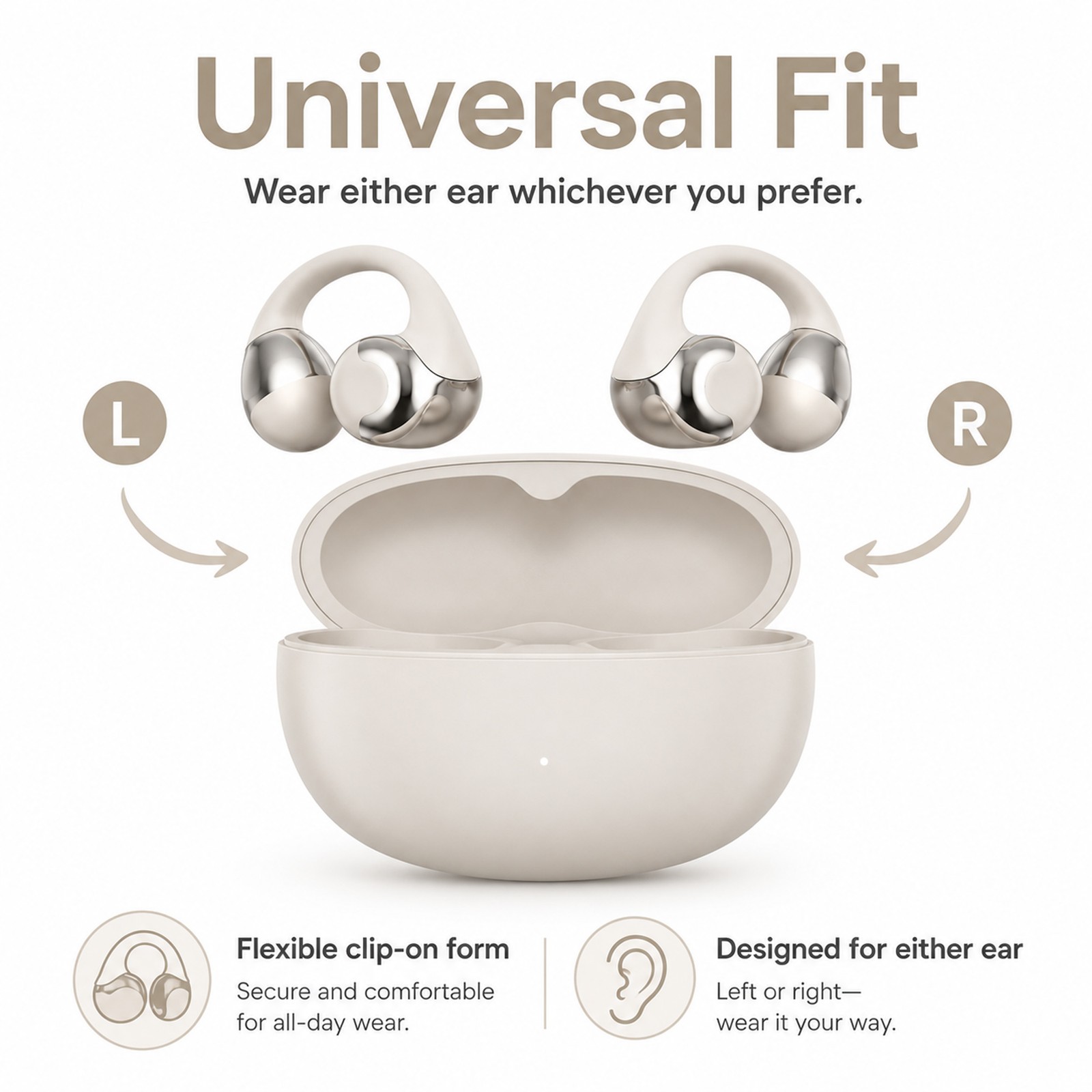 Clip Open Ear Wireless Earbuds IPX5 Water Resistant Workout