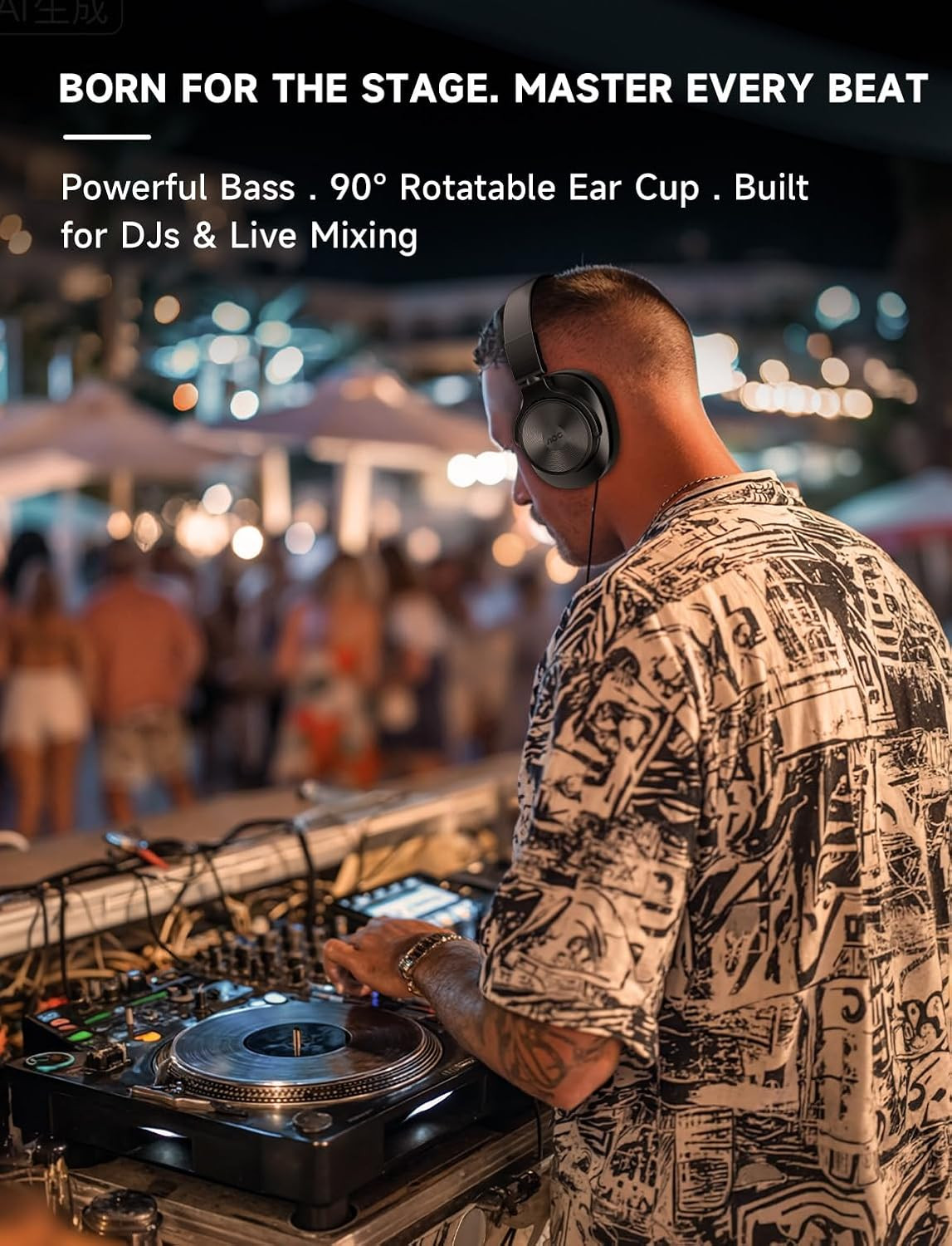 Bluetooth over Ear Headphones, Wireless Studio Monitor & Mixing DJ Headphones wi