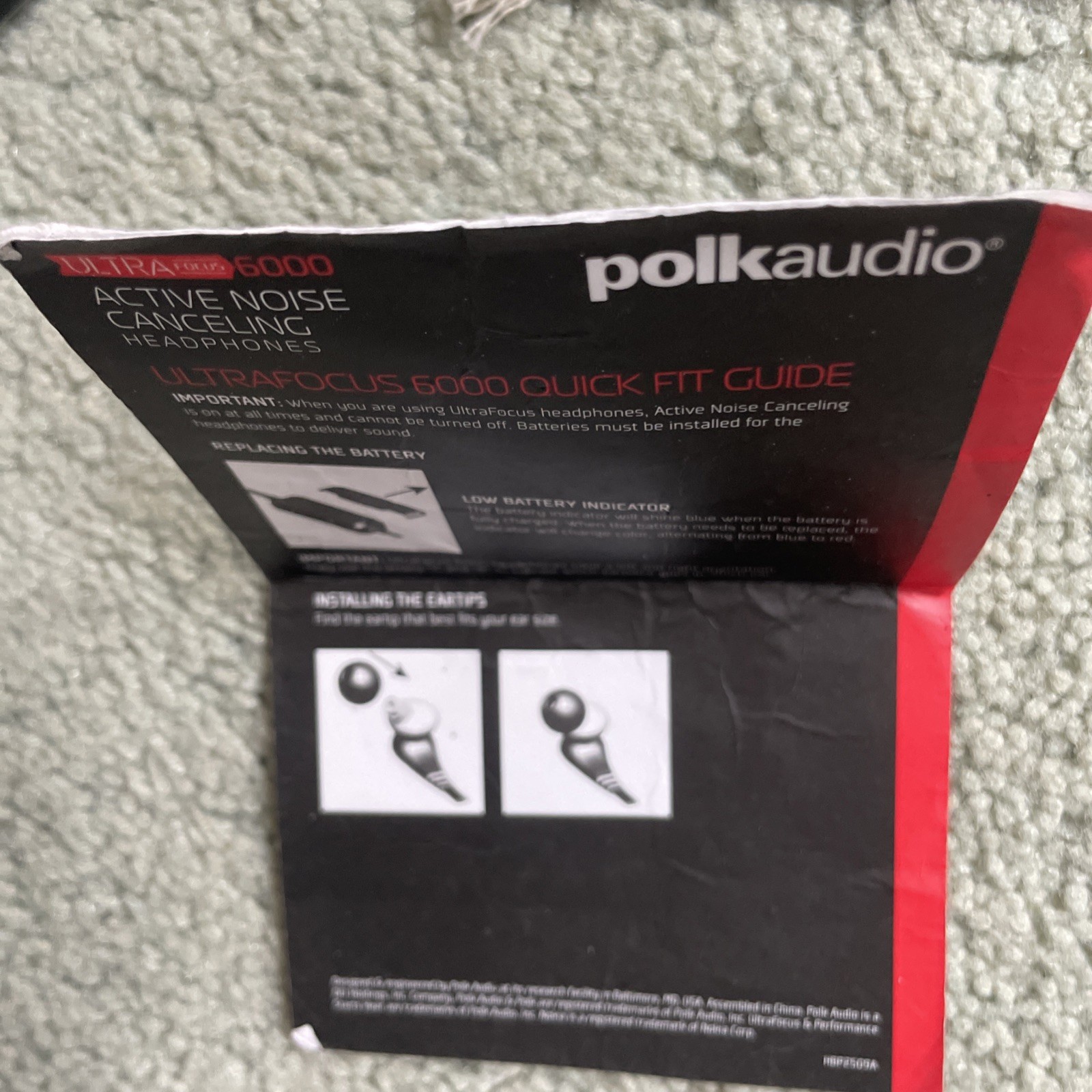 Polk Audio Noise Canceling Headphones Earbuds & Battery Active Ultra Focus 3000