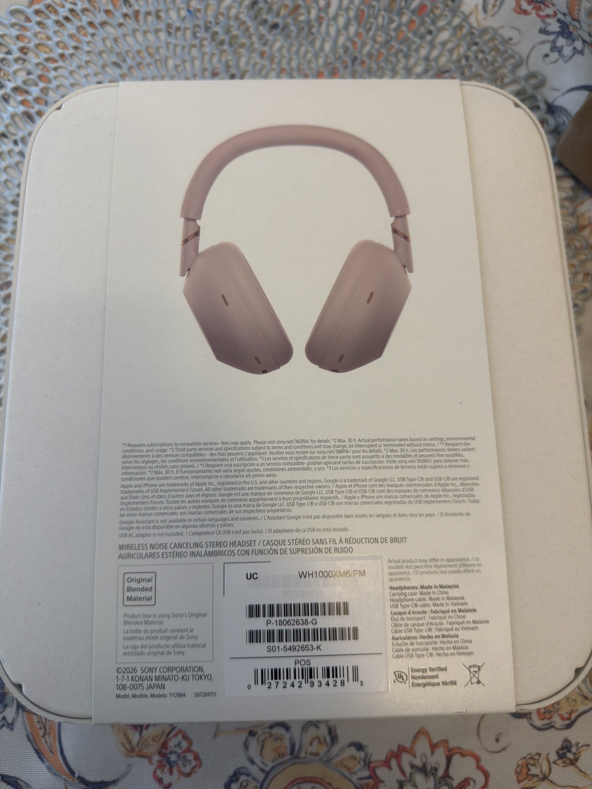 NEW SEALED Sony WH-1000XM6- Best Wireless Noise Cancelling Headphones -Sand Pink