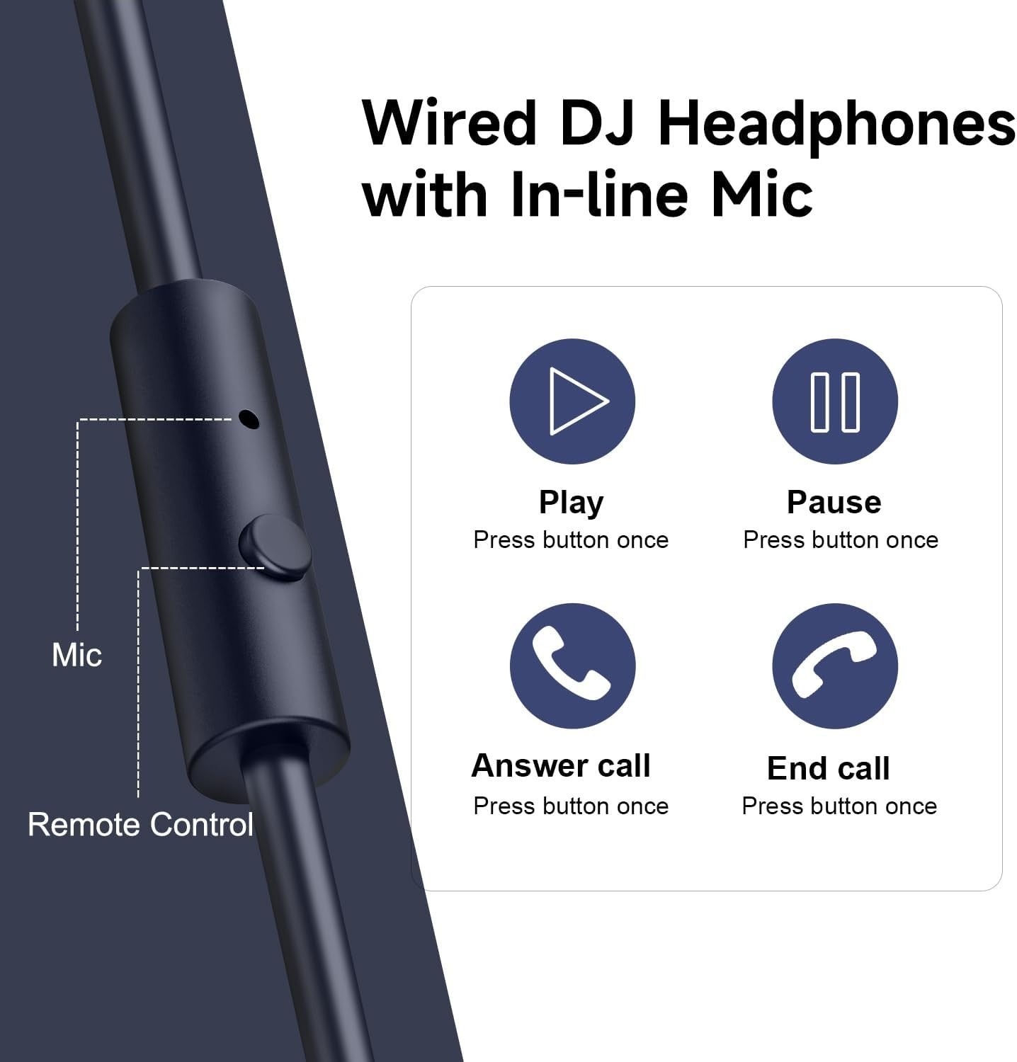 Studio Monitor Headphones 50mm Neodymium Drivers – Dark Blue
