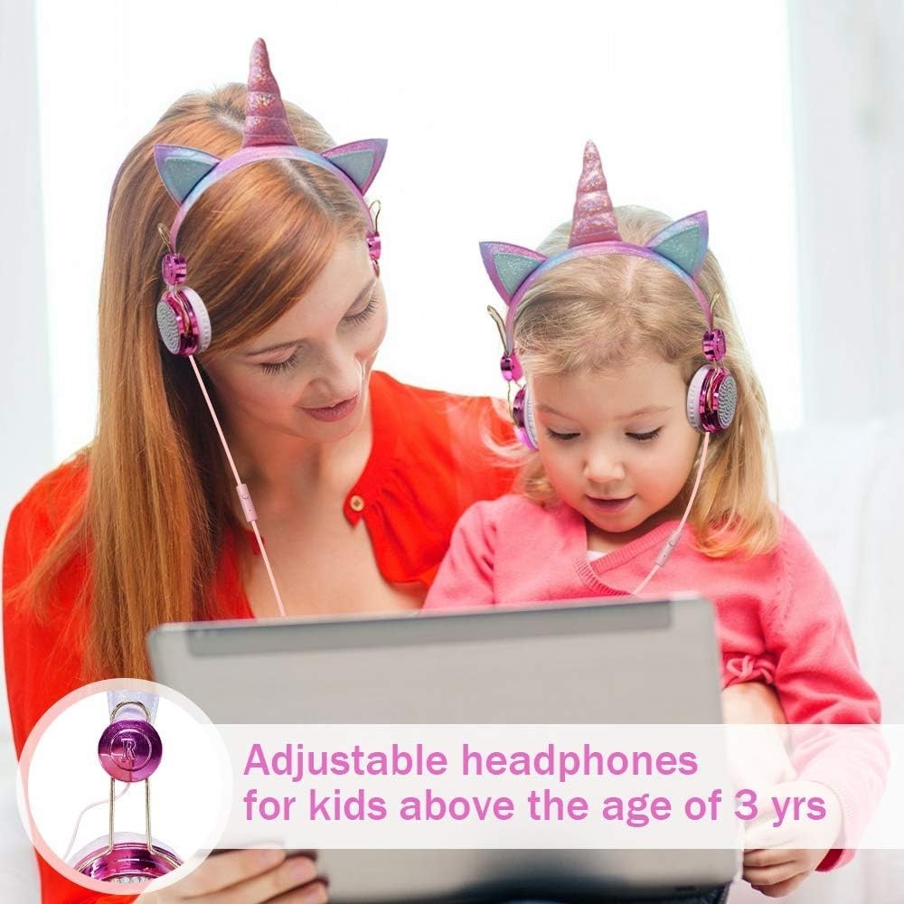 Cute Unicorn Girls Headphones – Adjustable Headband