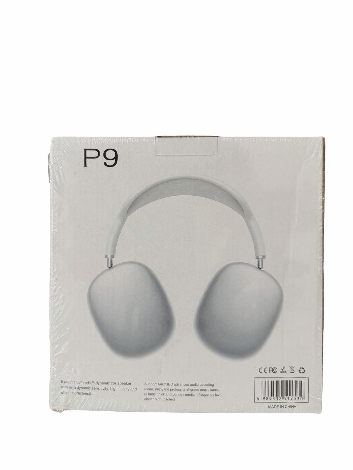 P9 Over-Ear Headphones Hi-Fi Dynamic Coil Speaker 50mm Driver White