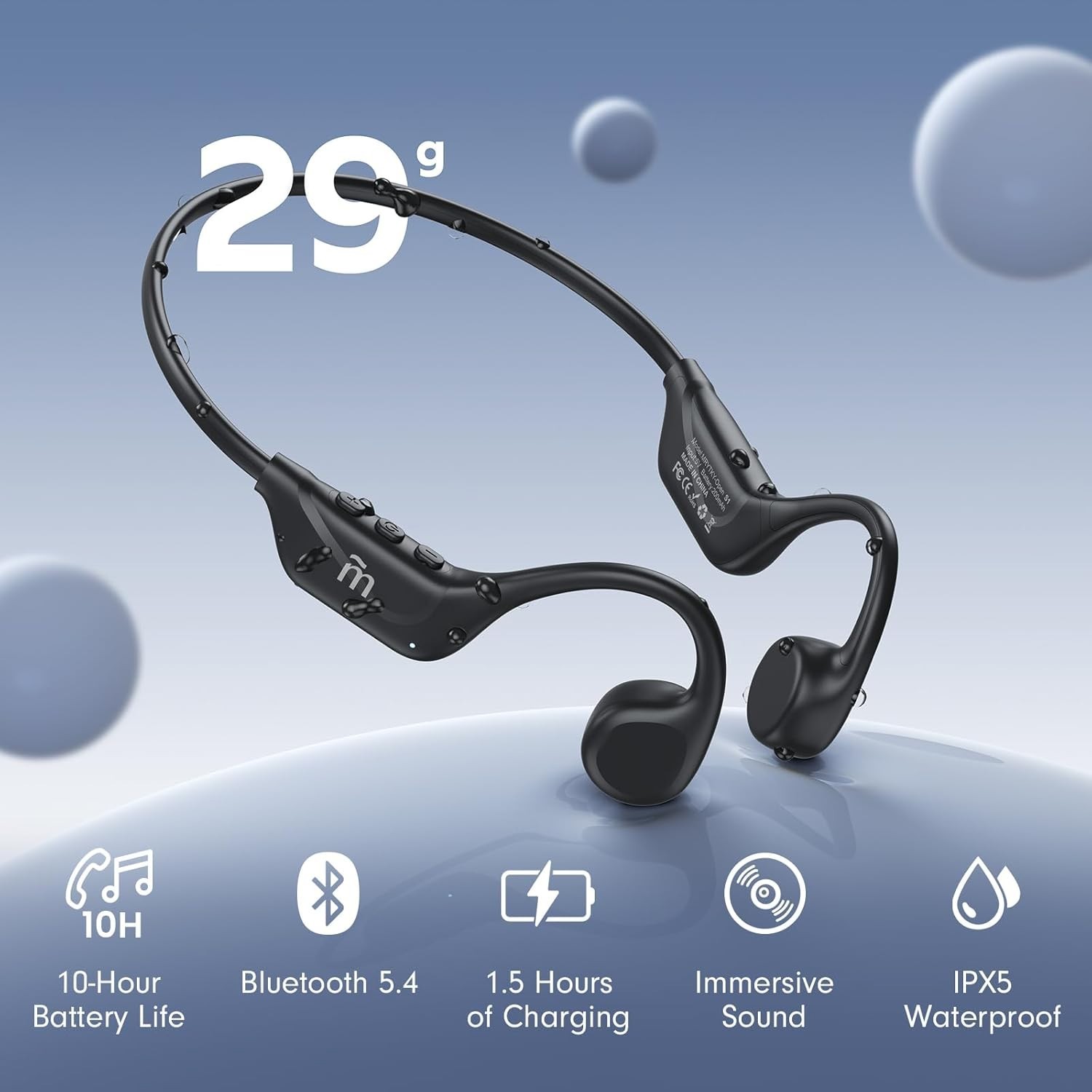 Open Ear Bone Conduction Headphones with Mic – Wireless & Waterproof for Running
