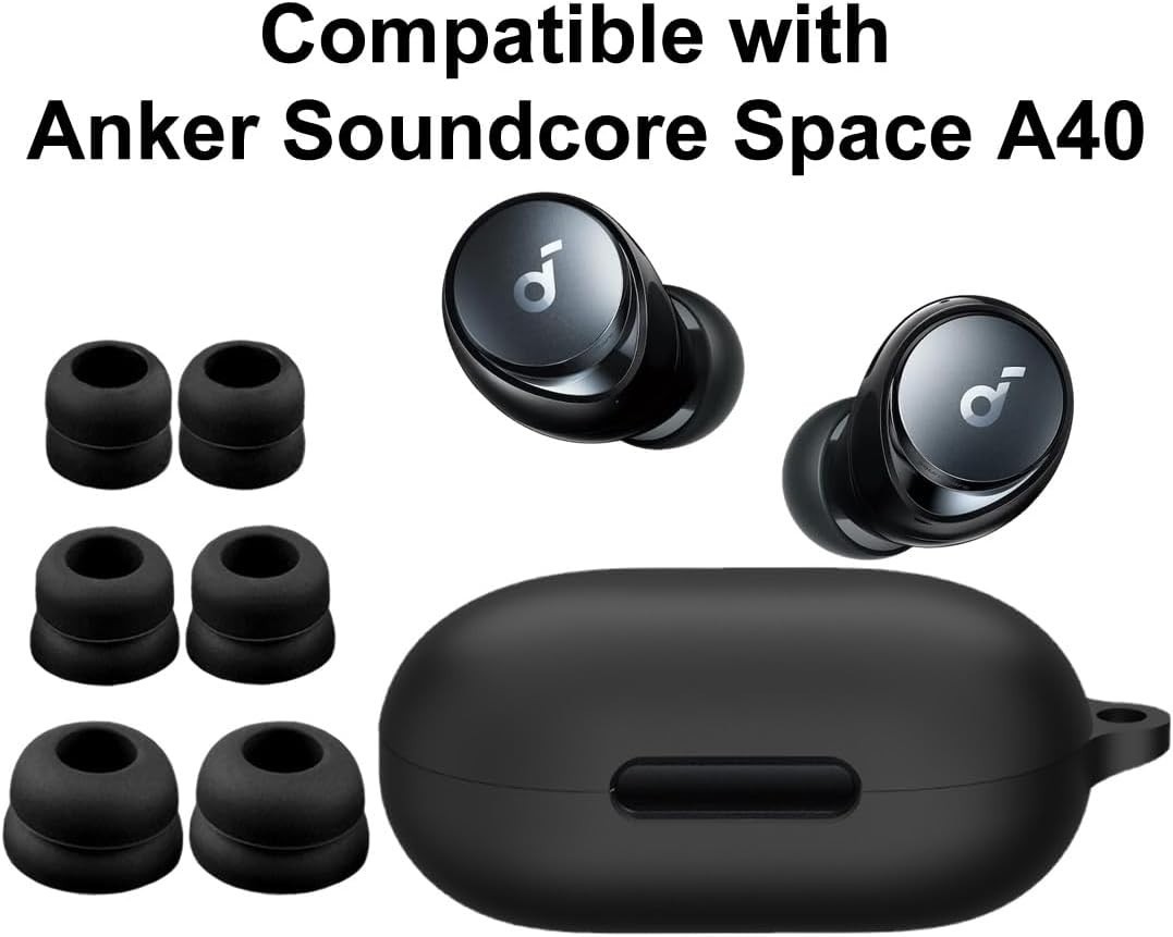 Soundcore Space A40 Silicone Ear Tips Kit with Carabiner & Protective Case