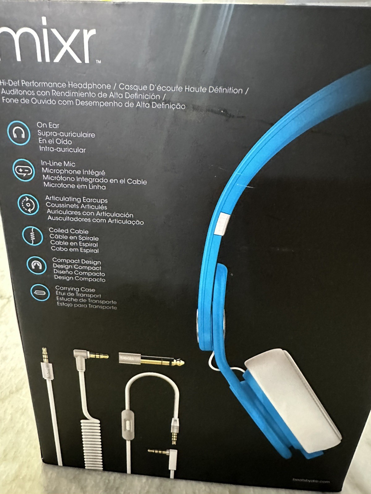 Beats Mixr Mixer Headphones Neon Blue & White David Guetta Edition Rare
