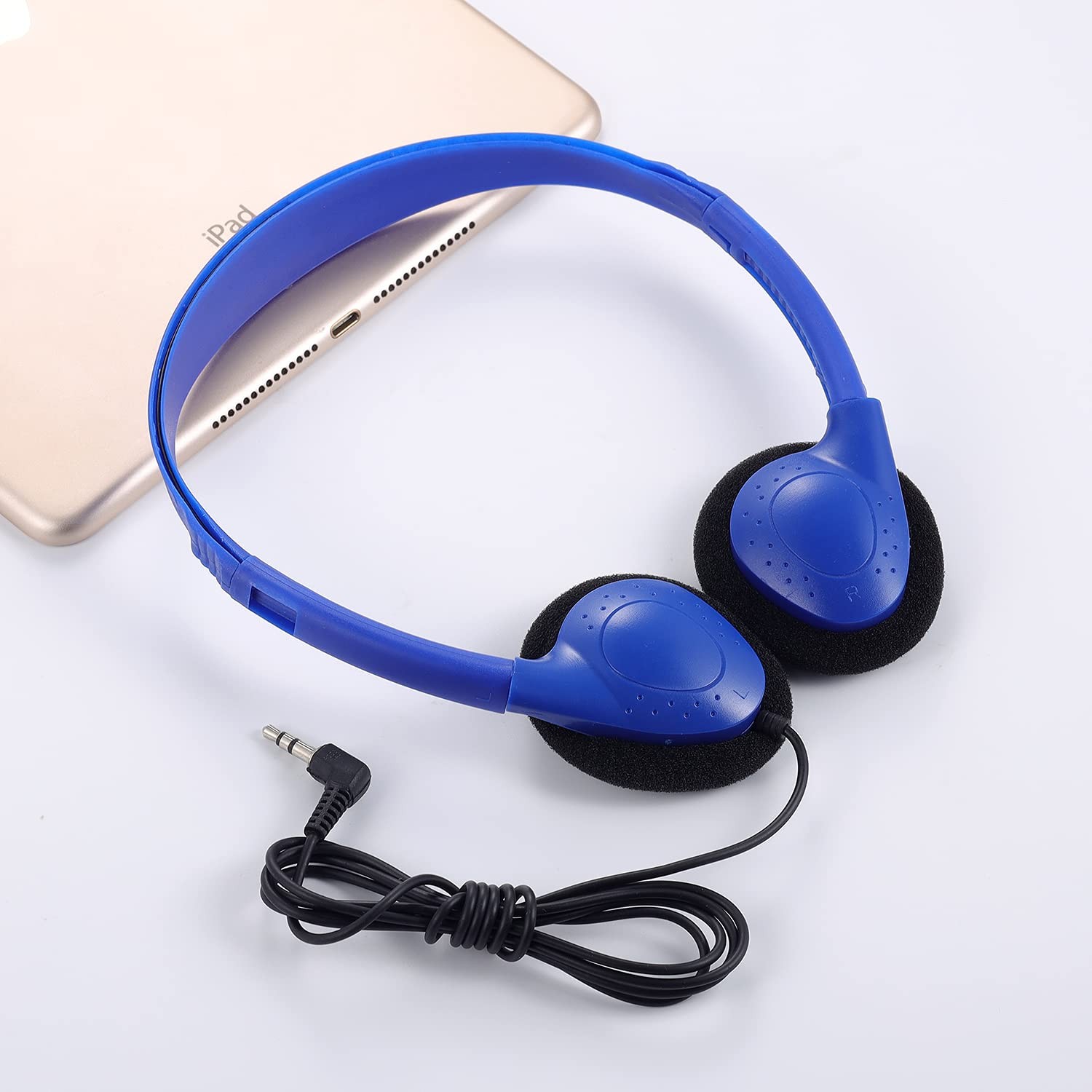 Classroom Headphones Bulk 12 Pack, School Students Kids Adult Wired 3.5mm Blue