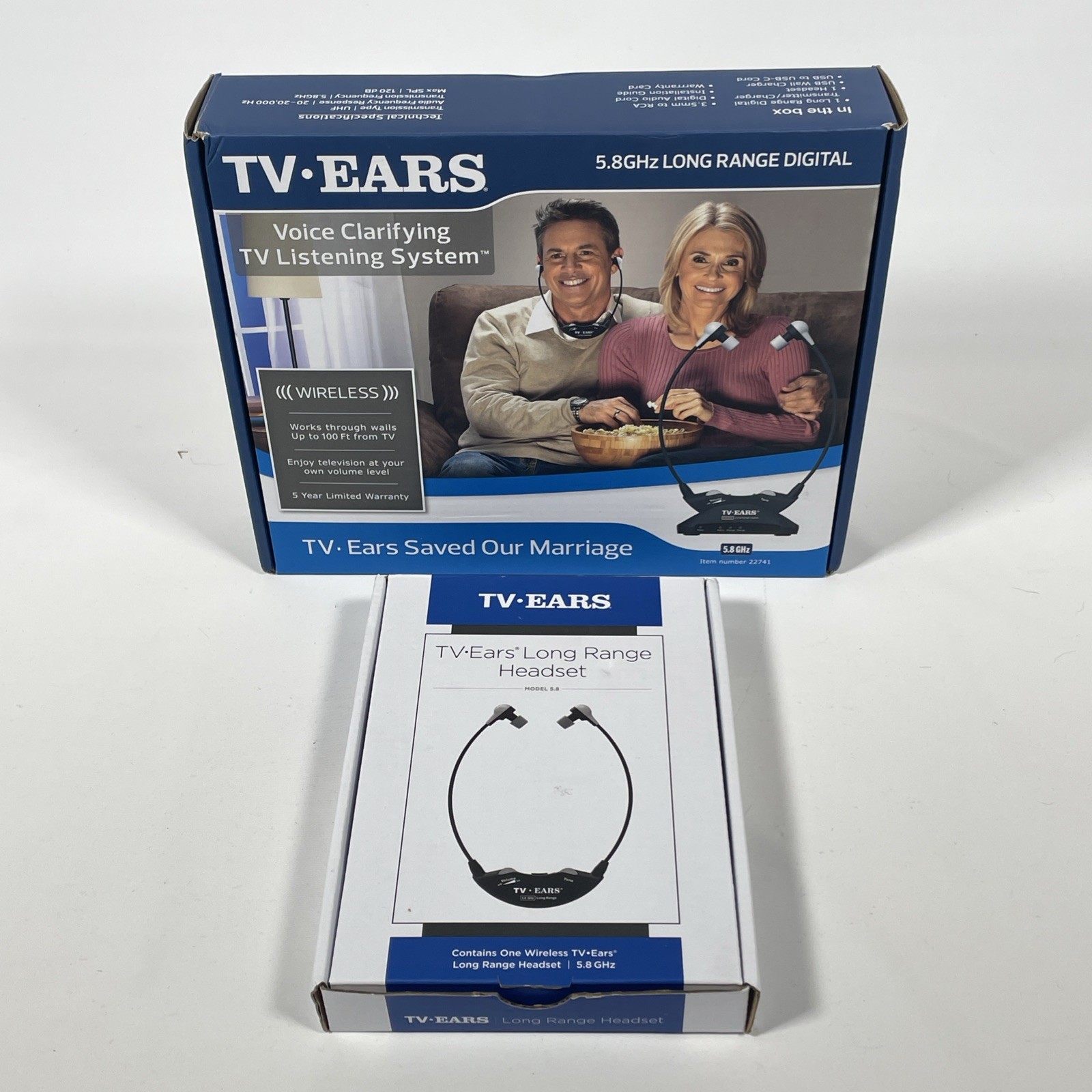 TV Ears Long Range Wireless Headset System 5.8 GHz for TV 22741 TV Listening