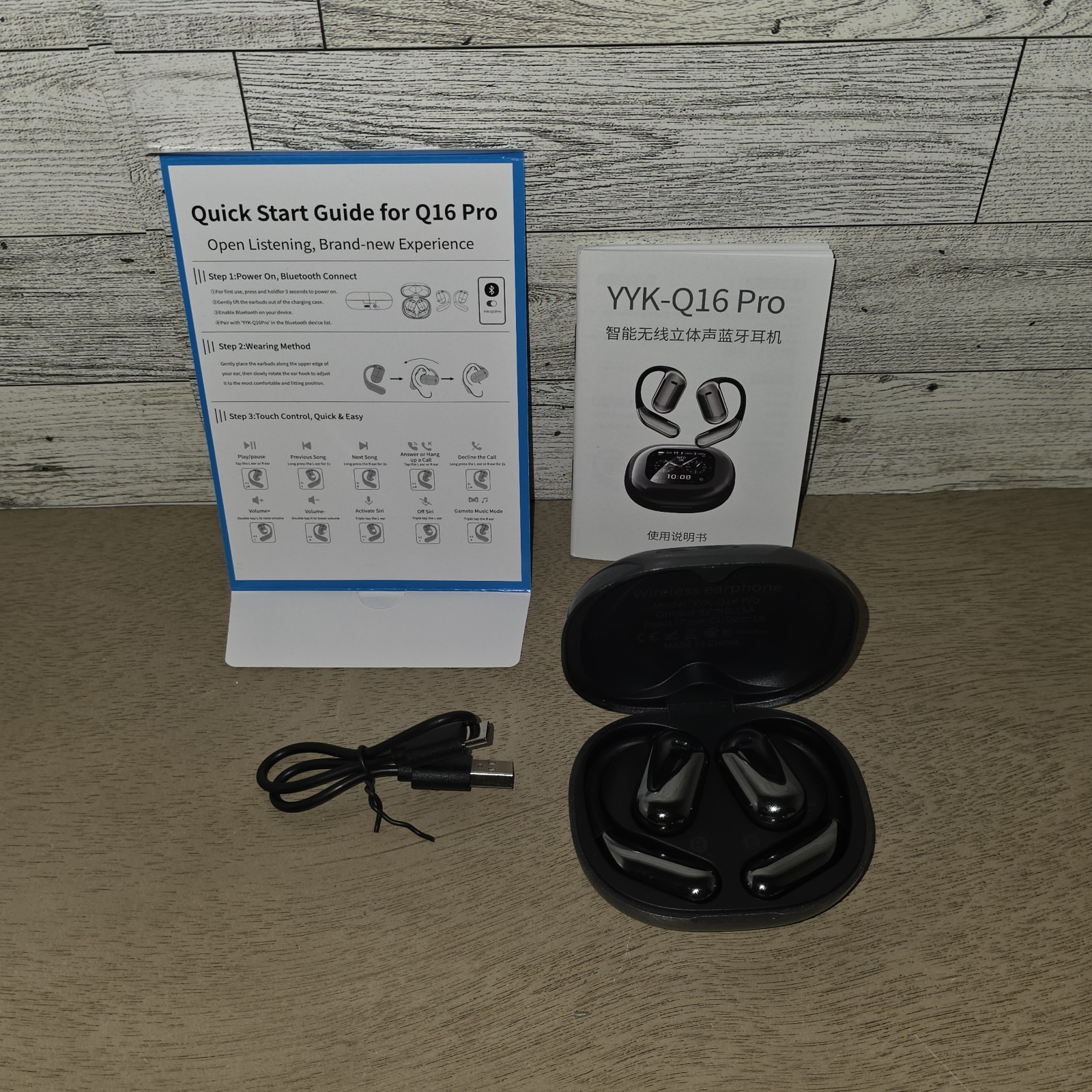 NEW in the Box -YYK-Q16 Pro LCD Open-Ear Wireless Earbuds | 80H Playback | IPX6