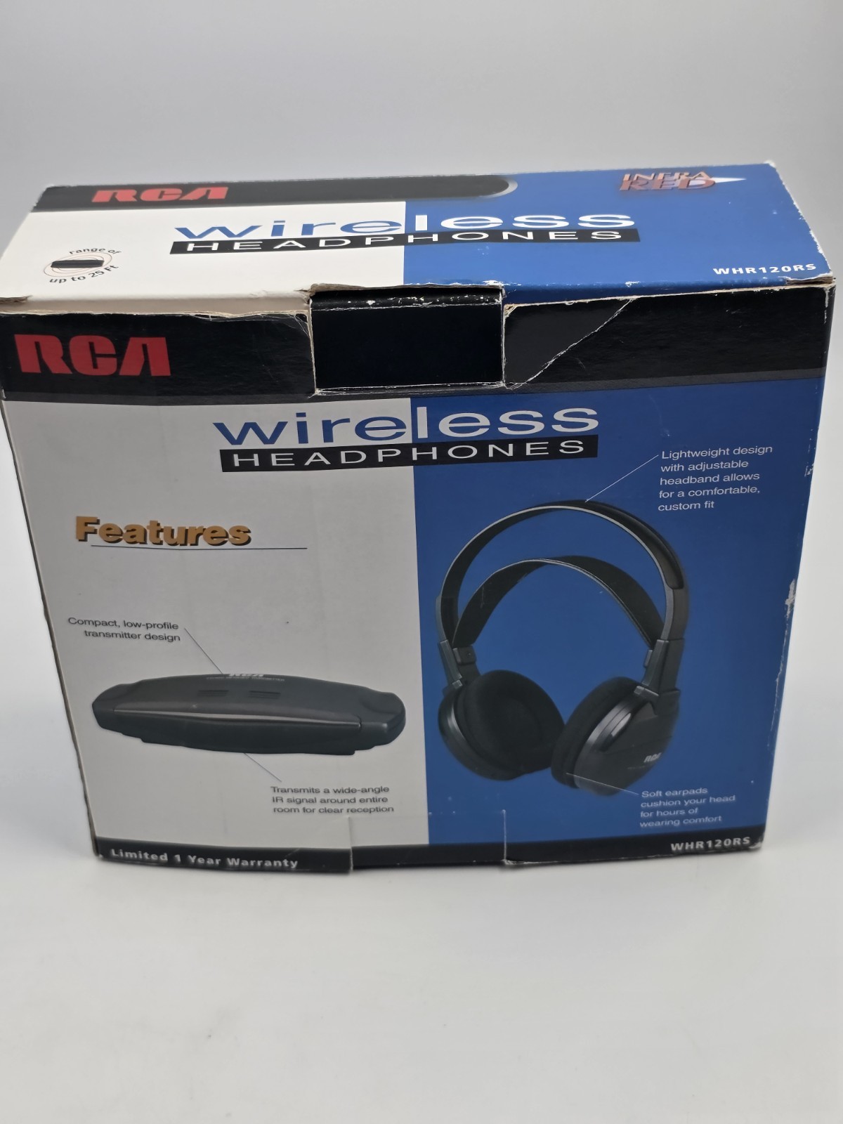 RCA Infrared Wireless Headphones WHR120RS Complete in Box Lightweight Adjustable