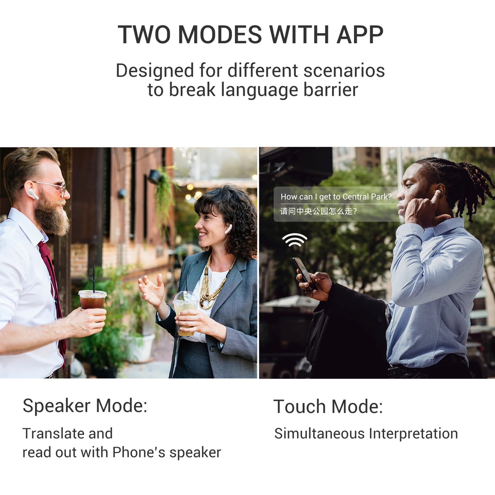 TRANSLATION TWS 5.0 Wireless 127 Real-Time Speech To Text Transcribe & Translate