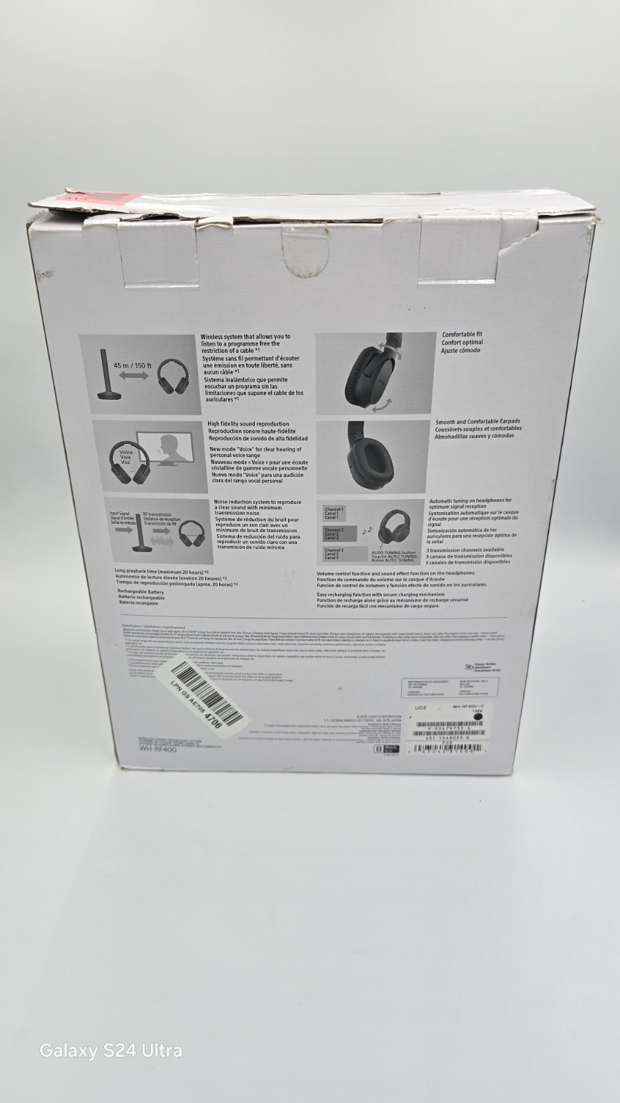 Sony WH-RF400 Wireless RF Over-Ear Headphones Black 40mm Rechargeable