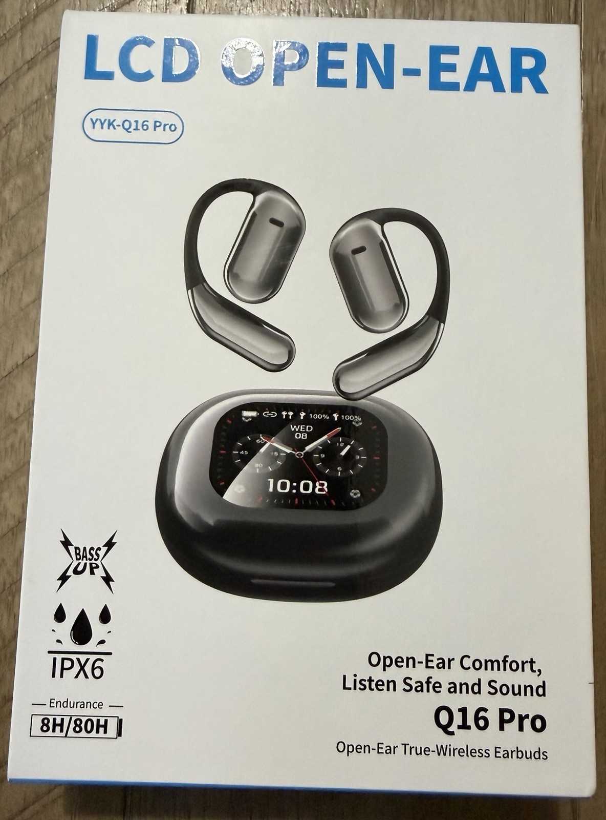 YYK-Q16 Pro LCD Open-Ear Wireless Earbuds | 80H Playback | IPX6