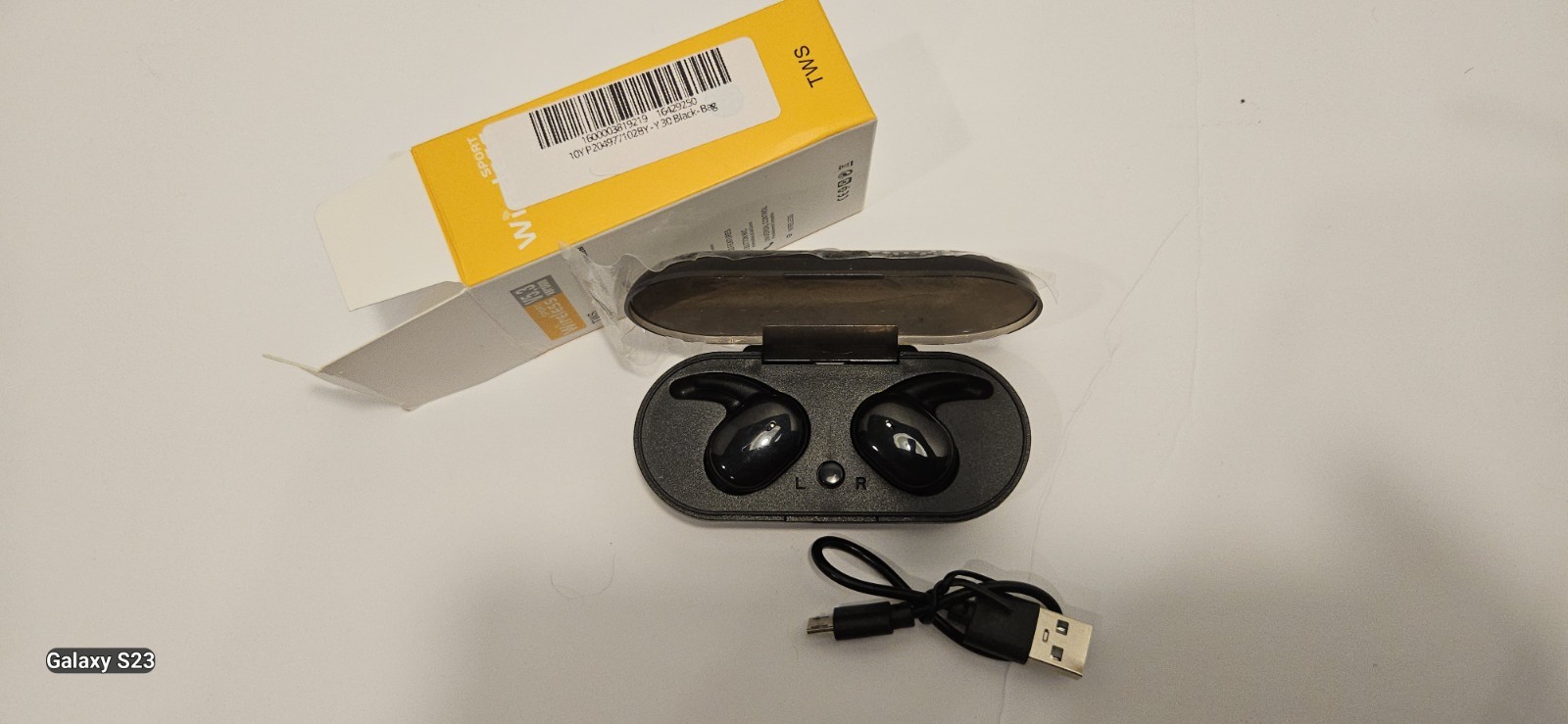 TWS Wireless V5.3 Bluetooth In-Ear Earbuds Black Sweat-Proof Mic, Charging Case