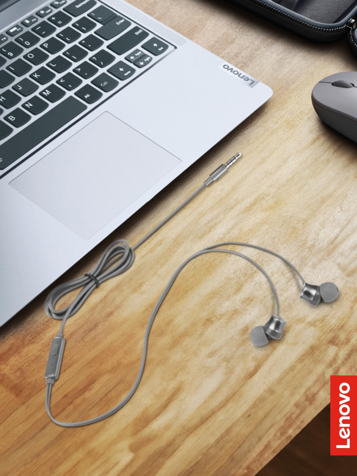 Lenovo 110 Analog In Ear Headphones Wired with Microphone and Multiple Ear Tips