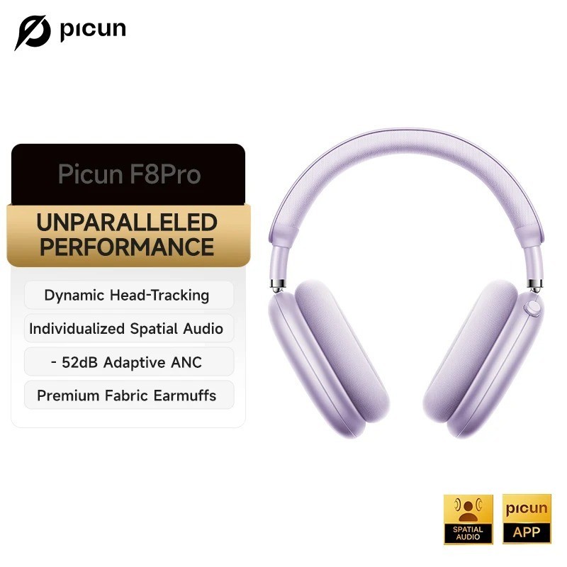 Picun F8 Pro ANC Wireless Headphones Bluetooth 5.3 Headset HIFI 3D Audio Mic