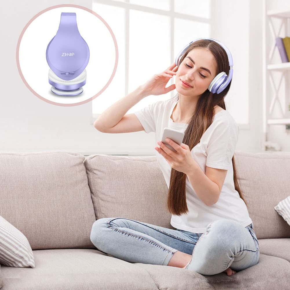 ZIHNIC Bluetooth Headphones Over-Ear, Foldable Wireless and Standard, Purple
